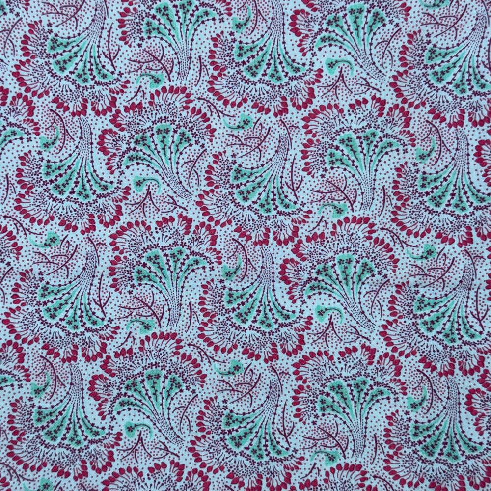 VTG Floral Teardrop Paisley in Blue, Maroon, Teal Print | VIP Cranston | 1/2 YD